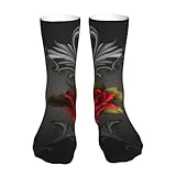 Socken Für Herren Damen Gothic Glamour Rote Blume Business-Socken Klassische...