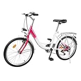 Lousriyy 20 Zoll Fahrrad Für Mädchen 6 Gang-Schaltung Hollandfahrrad Rosa...