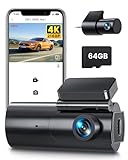 Gku Dashcam Auto Vorne Hinten 4K/2,5K Wifi Dash Cam Mit 64Gb Sd Karte, Dual Auto...