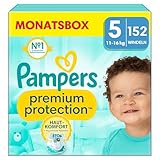 Pampers Baby Windeln Größe 5 (11-16Kg) Premium Protection, Junior, Monatsbox,...