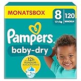 Pampers Windeln Größe 8 (17Kg+) Baby-Dry, Extra Large, Monatsbox, Bis Zu 12...