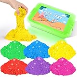 Kinetischer Sand Set-Spielsand With 6 Farbe，Knetsand Sandbox Mit Deckel Für...