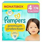 Pampers Baby Windeln Größe 4 (9-14Kg) Premium Protection, Maxi, Monatsbox,...