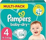Pampers Windeln Größe 4 (9-14Kg) Baby-Dry, Maxi, 174 Stück, Alte Version