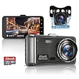 Abask Dashcam Auto Vorne Und Hinten Autokamera Mit 32 Gb Sd-Karte, 4 Zoll Full...